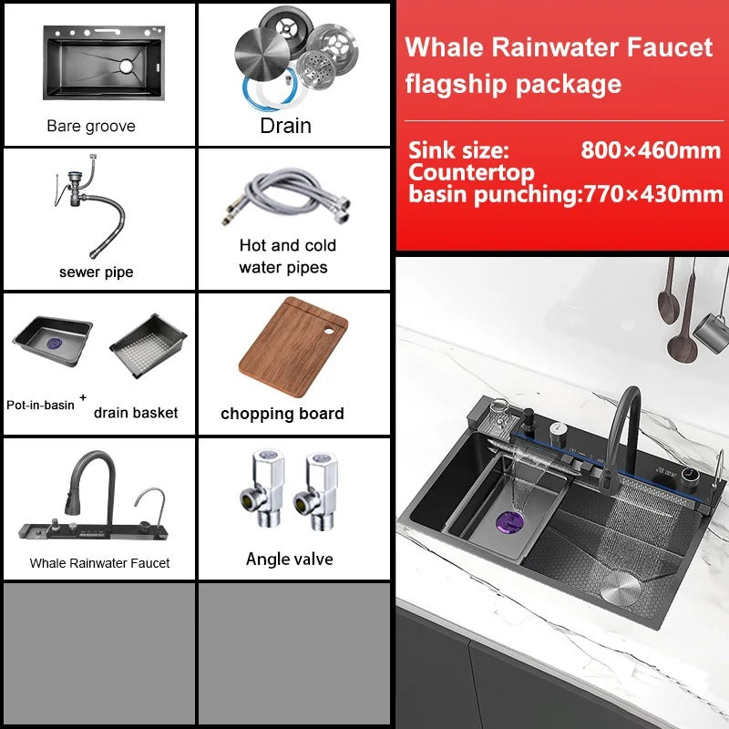 Luxury Smart Waterfall Stainless Steel Kitchen Sink