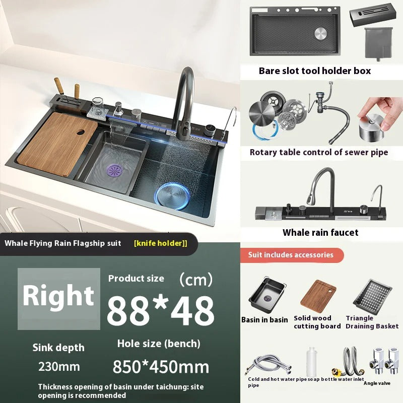 Luxury Smart Waterfall Stainless Steel Kitchen Sink