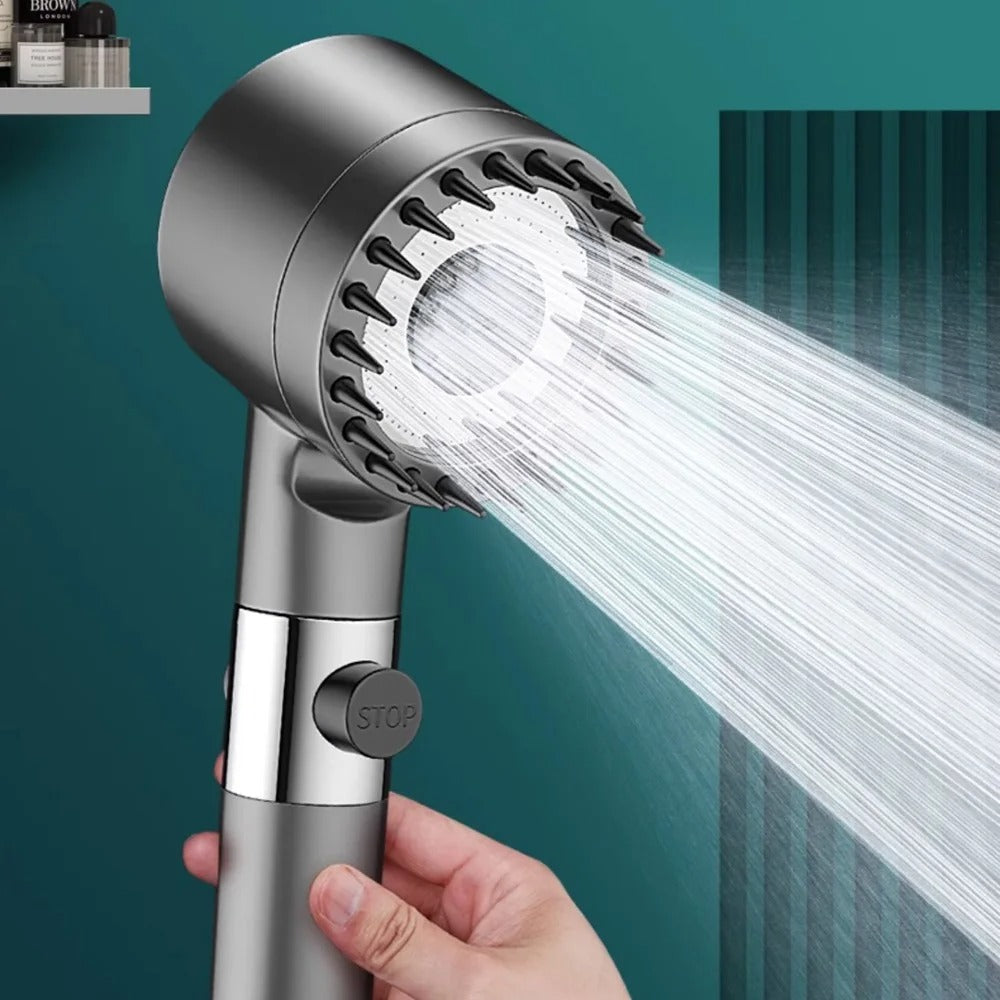 High-Pressure 3-Mode Shower Head with Filter &amp; Massage Brush