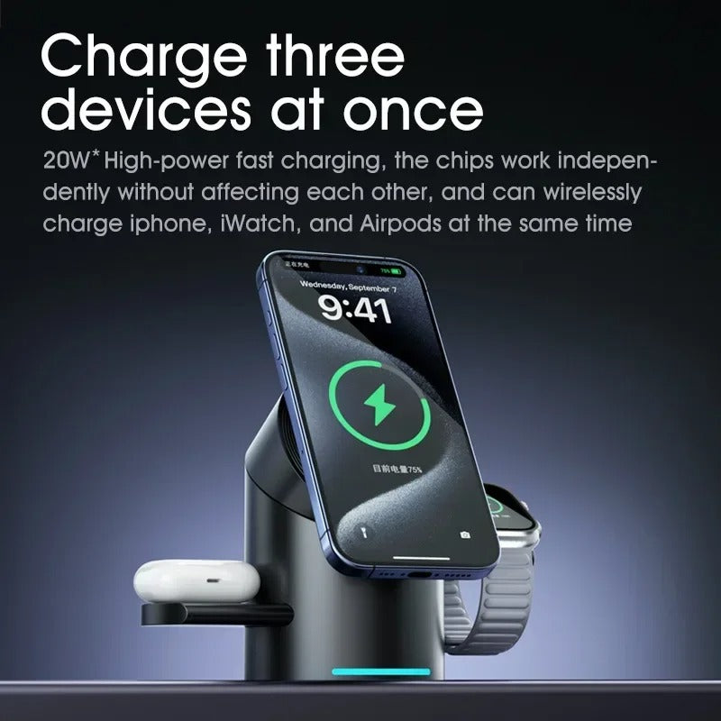 Qi2 3-in-1 Magnetic Fast Wireless Charging Station