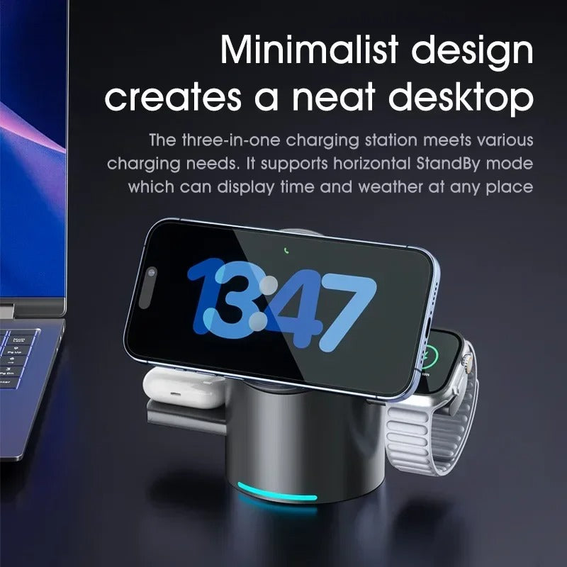 Qi2 3-in-1 Magnetic Fast Wireless Charging Station