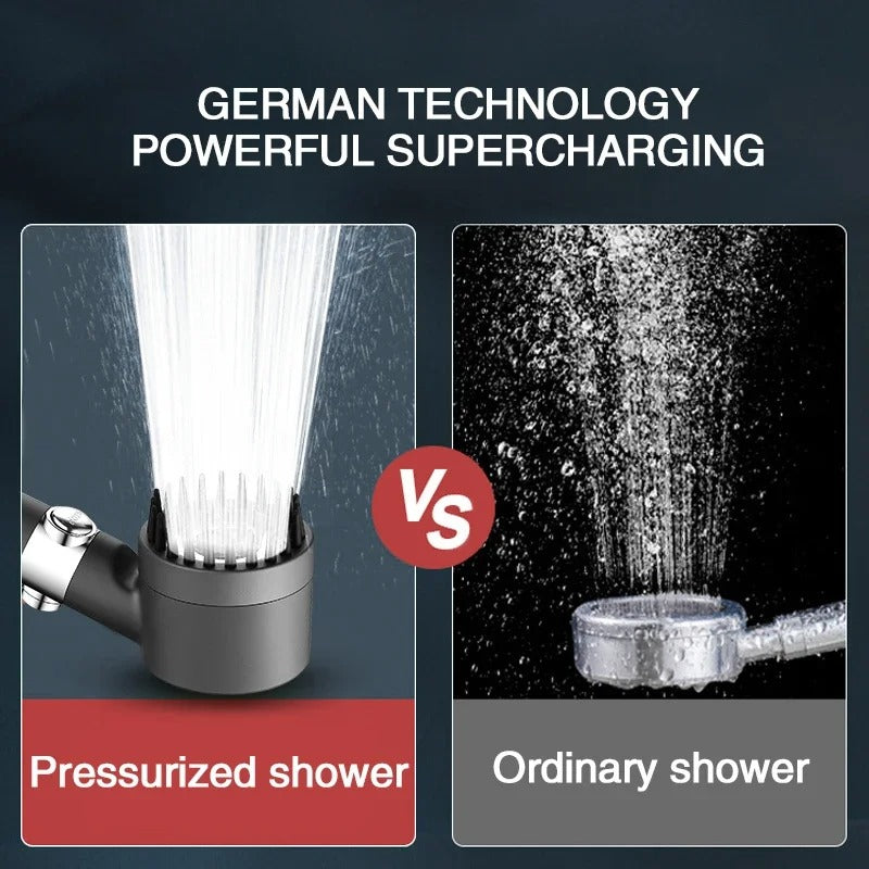 High-Pressure 3-Mode Shower Head with Filter &amp; Massage Brush