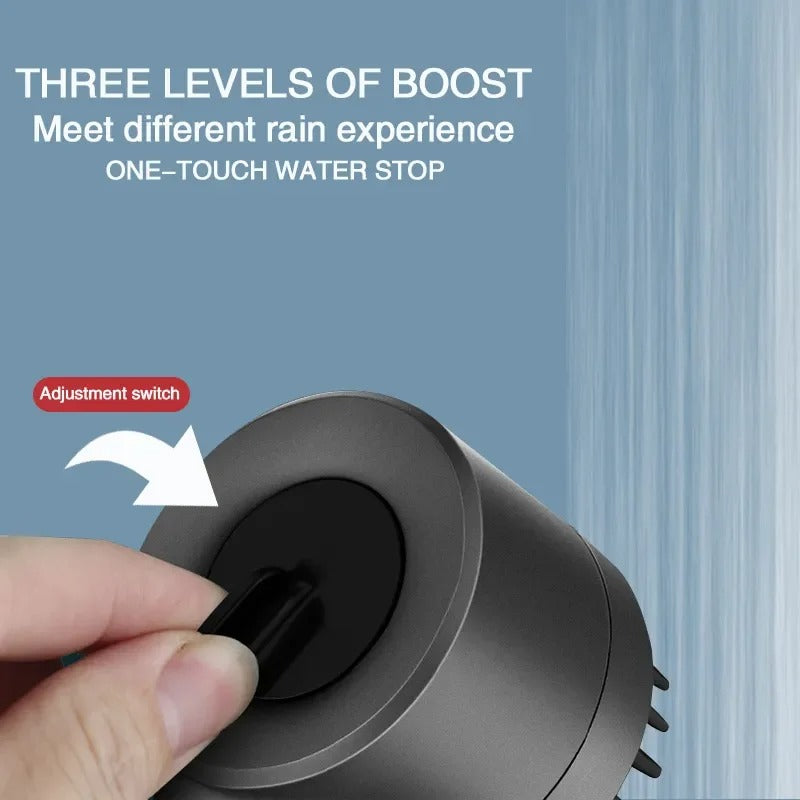 High-Pressure 3-Mode Shower Head with Filter &amp; Massage Brush