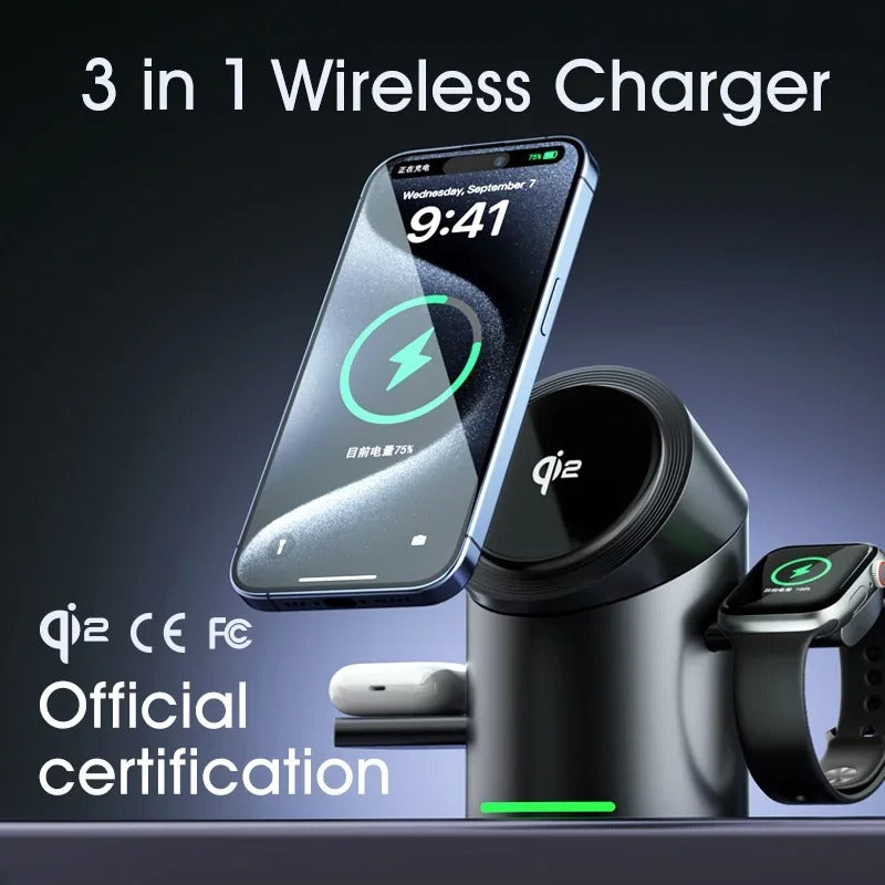 Qi2 3-in-1 Magnetic Fast Wireless Charging Station