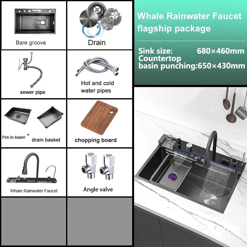 Luxury Smart Waterfall Stainless Steel Kitchen Sink